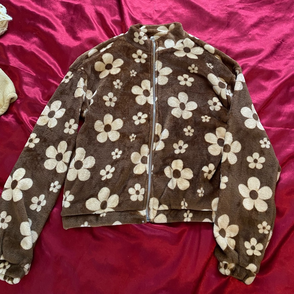 Fuzzy zip up jacket